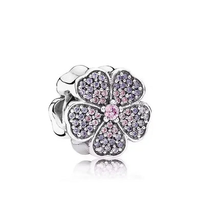 925 Sterling Silver Purple Star Animal Heart Flower Charms Beads for DIY Necklace and Bracelet Jewelry Gift