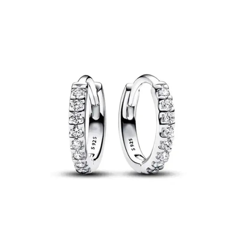 European 925 Silver Moon Snowflake Heart Shaped Stud Earrings for Women Exquisite Holiday Jewelry Gifts