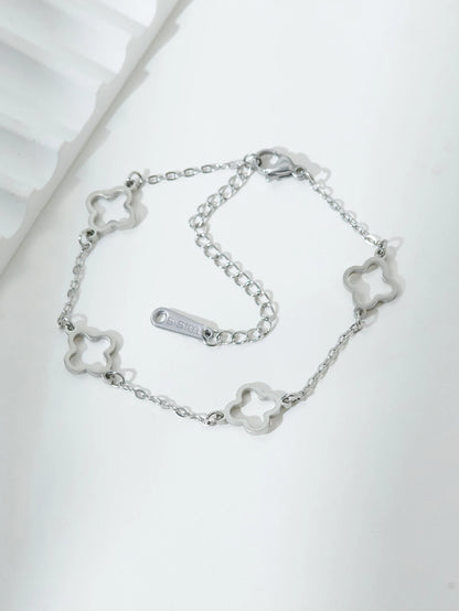 Lucky Luxury Flower Decor Bracelet for Women - Stainless Steel Fashion Jewelry Gift