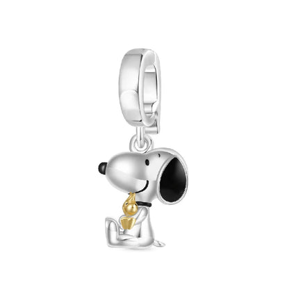 Sterling Silver Paw Print and Bone Charm Bead for Pet Bracelet Jewelry B5757