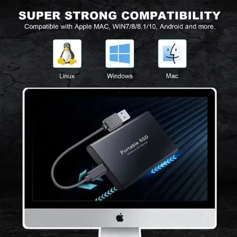 AEVYVKV 2TB Portable External SSD High Speed USB 3.1 Type-C Hard Drive Compatible with PC Mac Xbox One Phone