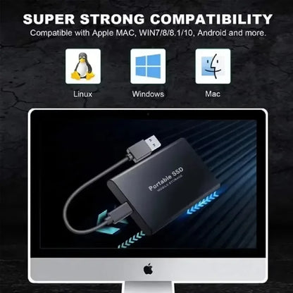 AEVYVKV 2TB Portable External SSD High Speed USB 3.1 Type-C Hard Drive Compatible with PC Mac Xbox One Phone
