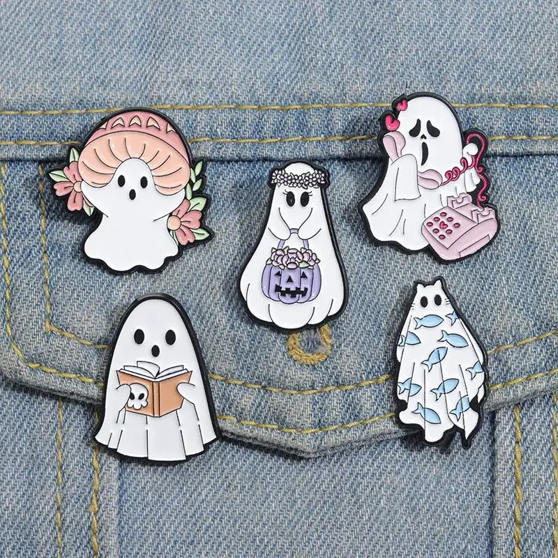 Cute Fashion Ghost Enamel Pins Brooch Set for Accessories