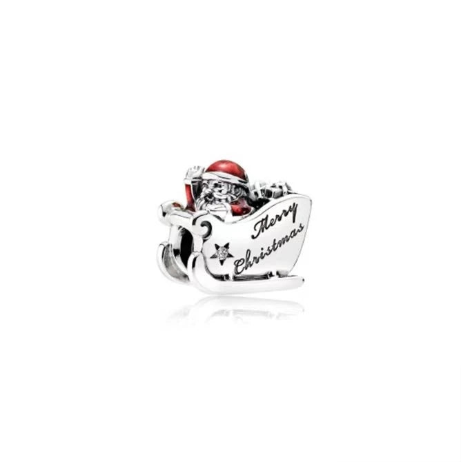 DIY Christmas Charm Bracelet with Santa Reindeer Snowman Tree Train Beads in Silver 925 YY0407