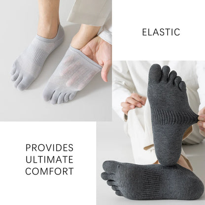 3 Pairs Mens Five Toe Breathable Anti Odor Ankle Socks