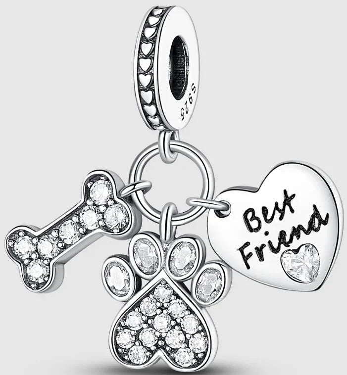 925 Sterling Silver Lucky Green Four Leaf Clover Horseshoe Charm Beads for Bracelets and Necklaces
