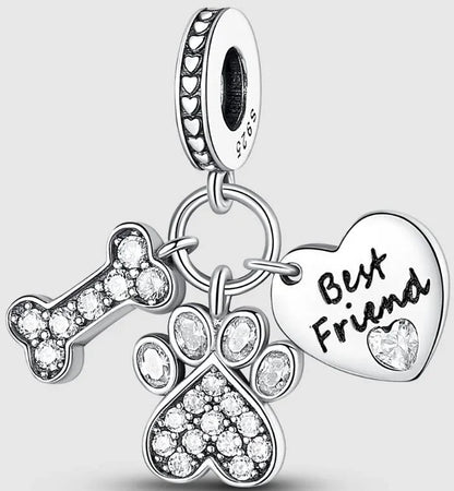 925 Sterling Silver Lucky Green Four Leaf Clover Horseshoe Charm Beads for Bracelets and Necklaces