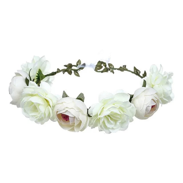 Elegant Bohemian Pearl Floral Headband for Romantic Beach Weddings