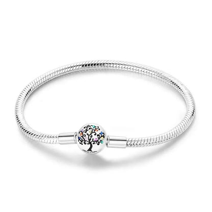 925 Sterling Silver Snake Chain Bracelet for Women with Butterfly Heart Clasp Luxury Zircon Bangle Gift Jewelry