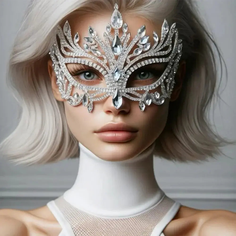 Stonefans Eye Hollow Rhinestone Mask Veil for Cosplay and Dance