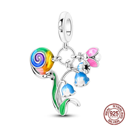 Elegant Sterling Silver Purple Flower Beads for DIY Jewelry and Charm Bracelets