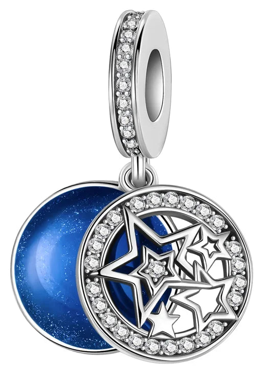 Original 925 Sterling Silver Blue Zircon Space Charms Aircraft Planet Astronaut Beads for DIY Necklace and Bracelet Jewelry Gift