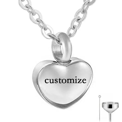Heart Shaped Memorial Urns Necklace for Ashes in Four Colors silver-customize