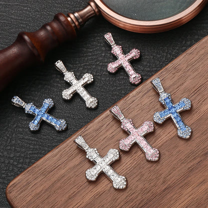 Colorful Rhinestone Alloy Cross Pendant Connectors for Handmade Earrings and DIY Jewelry