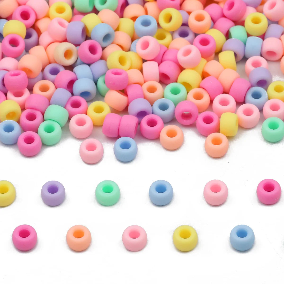 200 Pieces Colorful Silicone Acrylic Large Hole Loose Beads for DIY Bracelet Necklace and Hair Accessories