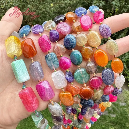 Natural Multicolor Cracked Agate Faceted Stone Beads for DIY Necklaces and Bracelets 15 Inches