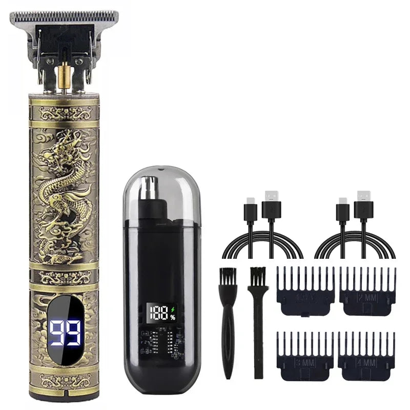Vintage T9 Precision Hair Clipper with USB Charging and Portable Shaving Function