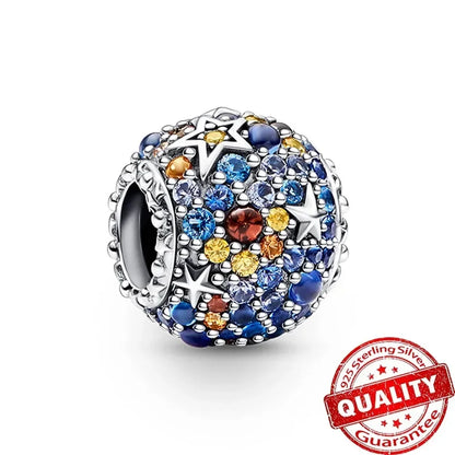 925 Sterling Silver Blue Moon Butterfly Heart Zircon Beads Charms for DIY Necklace and Bracelet Jewelry Gifts for Women