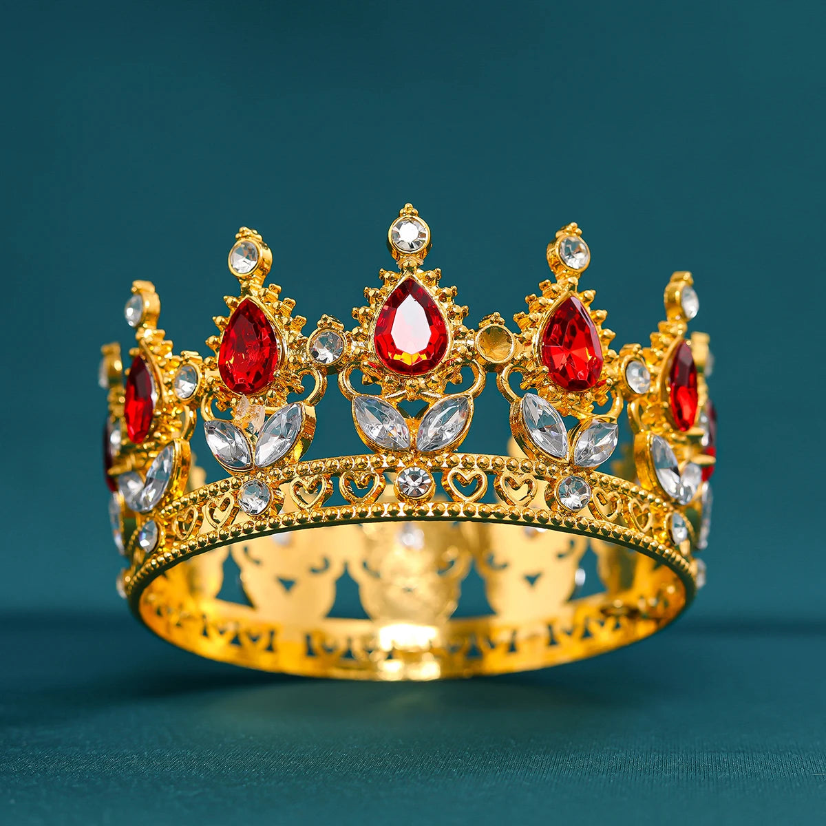 Baroque Vintage Gold Crystal Rhinestone Bridal Tiara and Crown for Women