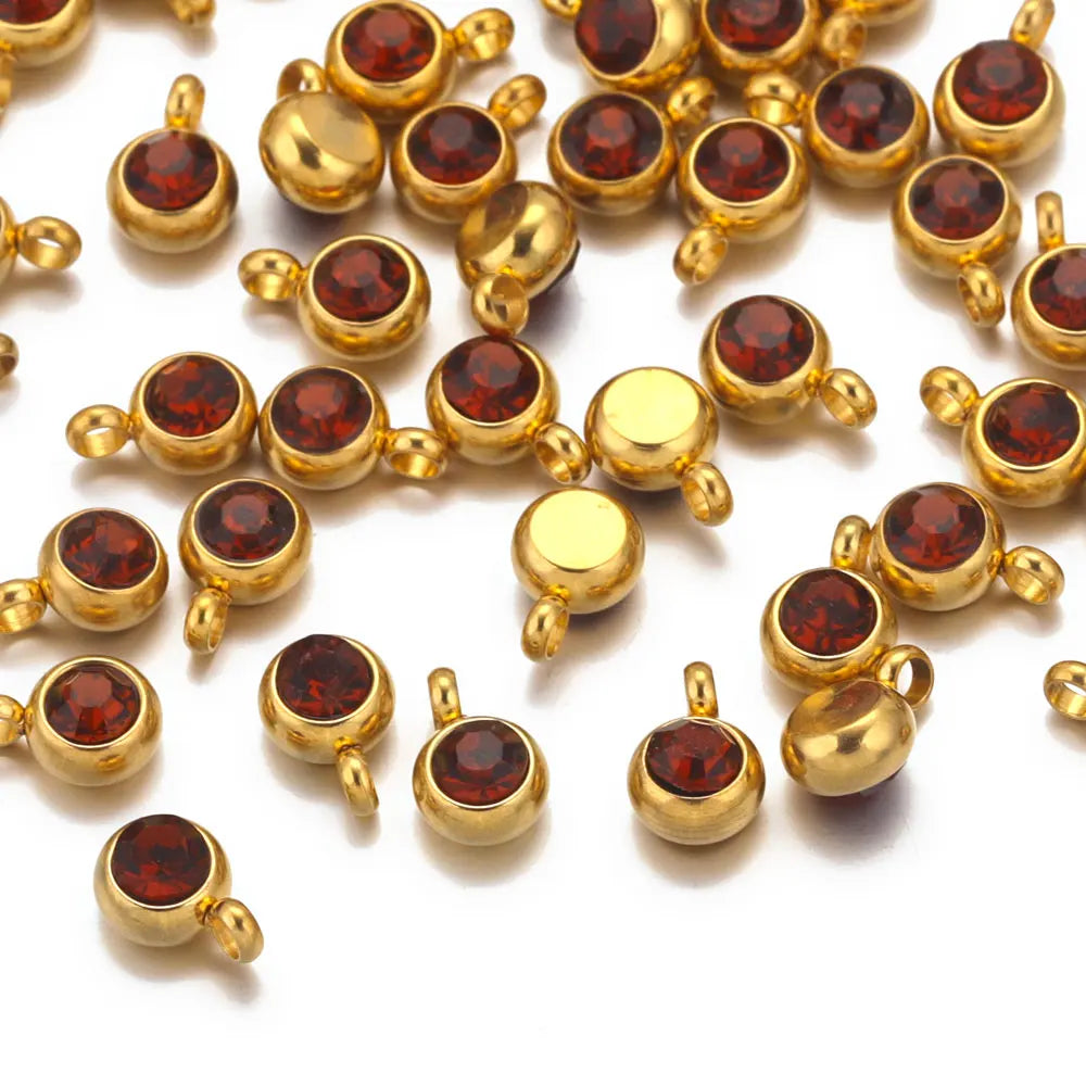 Colorful Crystal Stainless Steel Charms Set for DIY Jewelry Making