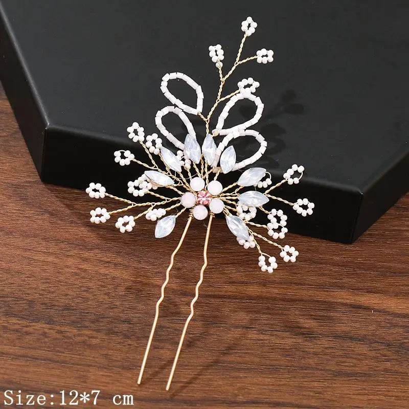 Elegant Pearl Rhinestone Flower Hair Pins for Women Wedding Accessories