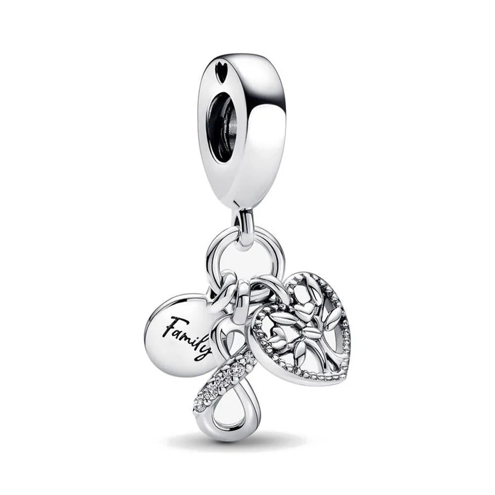 European 925 Silver Mother Daughter Charms Family Tree Jewelry Bead for Bracelets and Necklaces