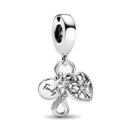 European 925 Silver Mother Daughter Charms Family Tree Jewelry Bead for Bracelets and Necklaces