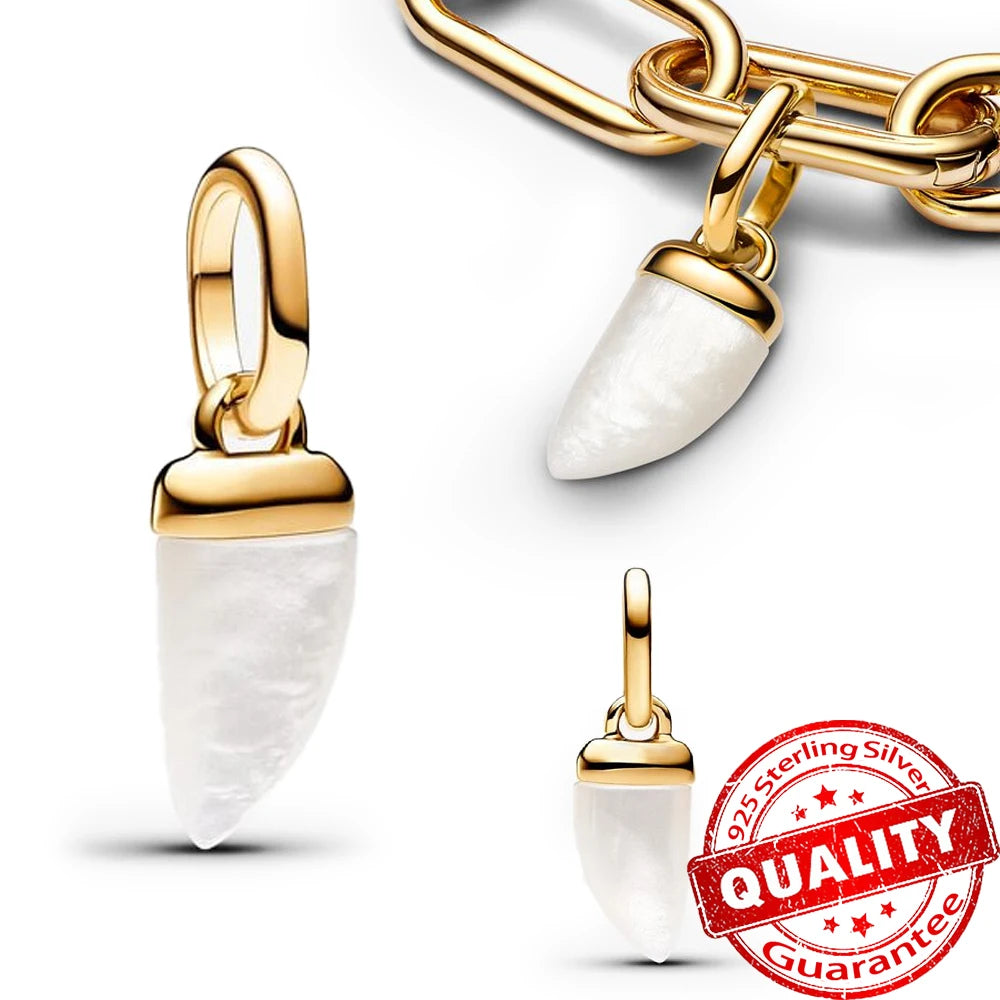 Elegant 925 Sterling Silver Pearl Heart Key Pendant for Bracelets and Necklaces FCC397