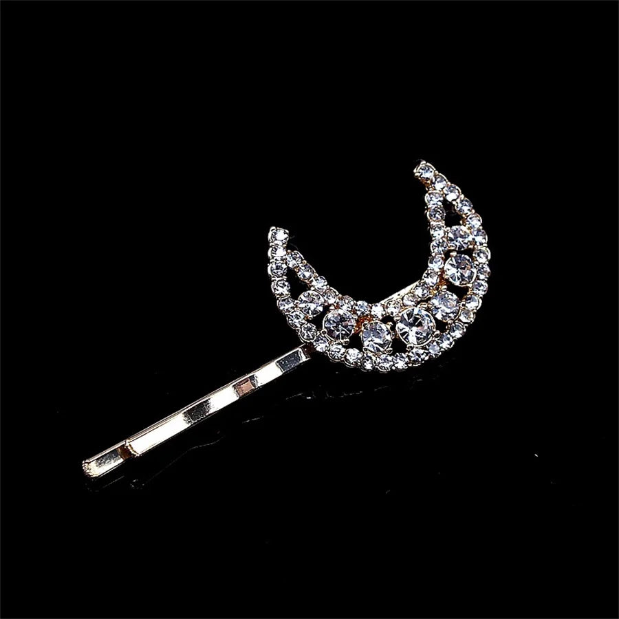 Vintage Moon Star Rhinestone Hairpin for Women Bridal Wedding Accessories