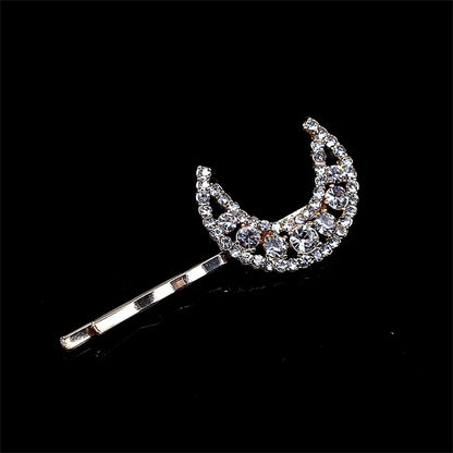 Vintage Moon Star Rhinestone Hairpin for Women Bridal Wedding Accessories