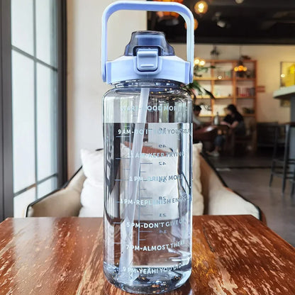 2 Liter Large Portable Water Bottle With Straw For Fitness