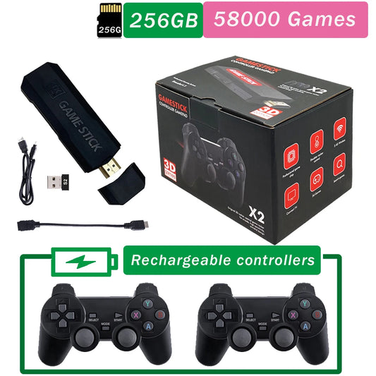 2024 GD10 X2 Pro 4K HD Portable TV Game Console With Dual Rechargeable Wireless Controllers 64GB 128GB 256GB 58,000 Games