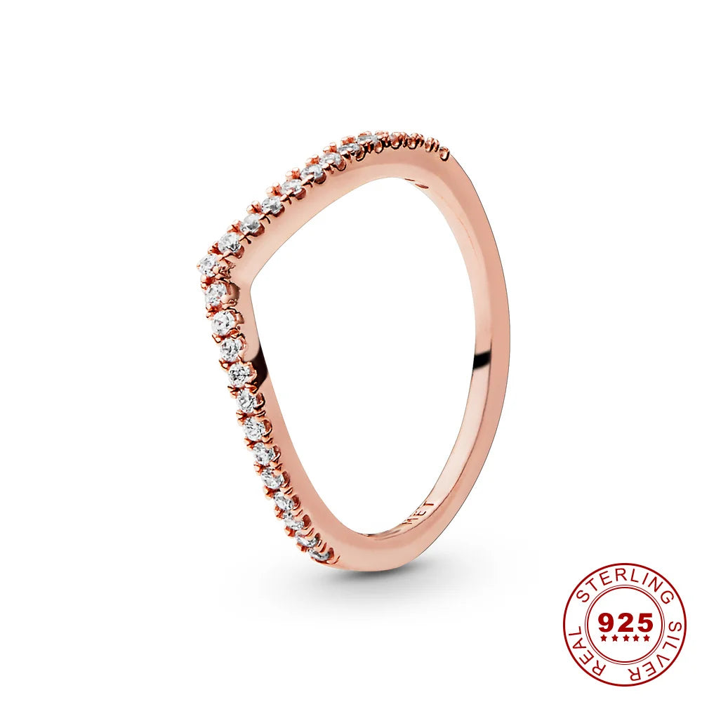 Crown 925 Sterling Silver Stackable Ring with Rose Gold Shiny Zircon for Women Perfect for Weddings and Parties PAR317