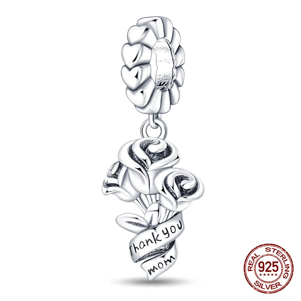 Elegant Sterling Silver Purple Flower Beads for DIY Jewelry and Charm Bracelets