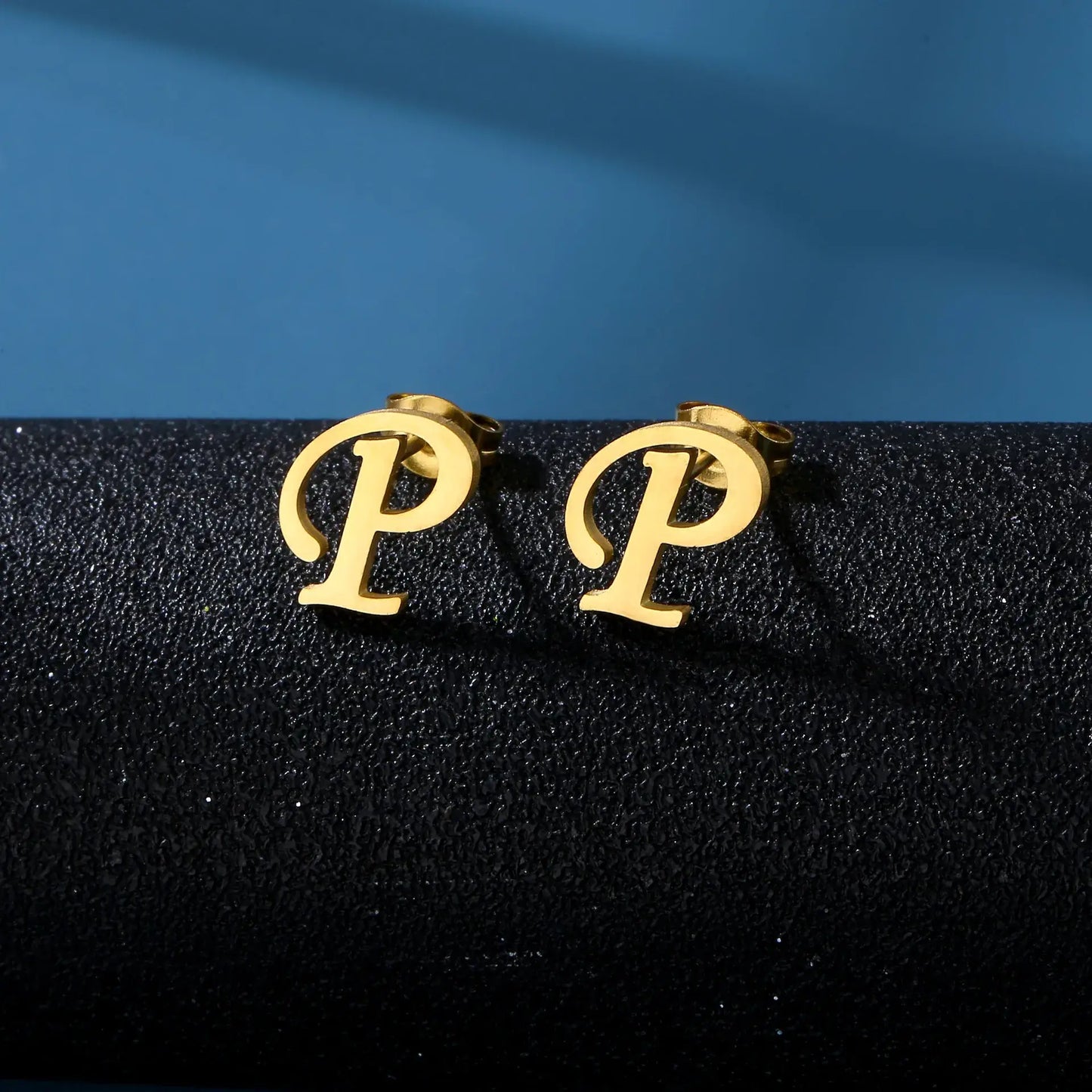 Tiny Stainless Steel Initial Letter Stud Earrings Gift P