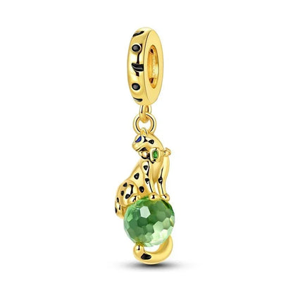 925 Sterling Silver Green Heart Clover Dinosaur Hot Air Balloon Charms for DIY Bracelets Fine Zircon Jewelry