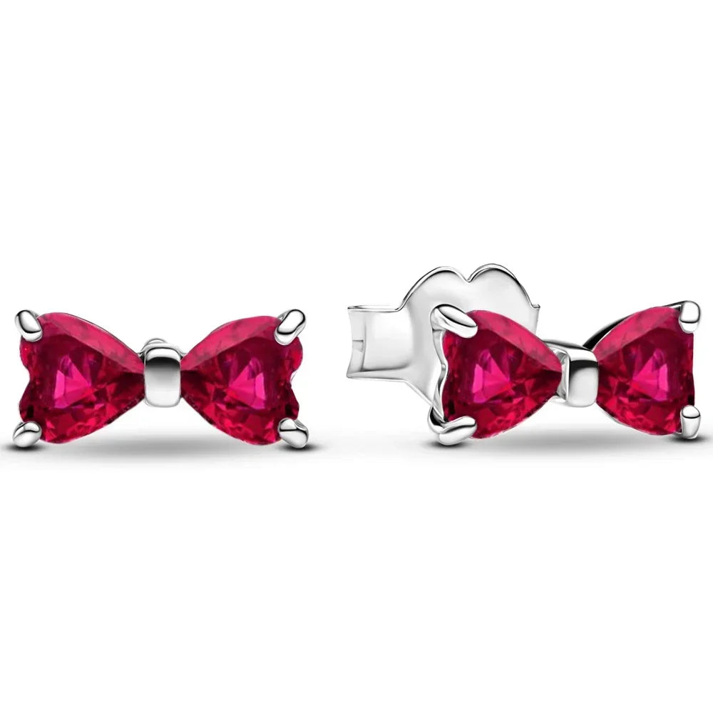 925 Sterling Silver Colorful Zircon Bow Tie Jewelry Set for Women Elegant DIY Fine Gift