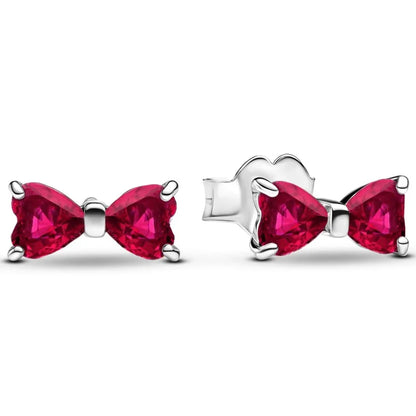 925 Sterling Silver Colorful Zircon Bow Tie Jewelry Set for Women Elegant DIY Fine Gift
