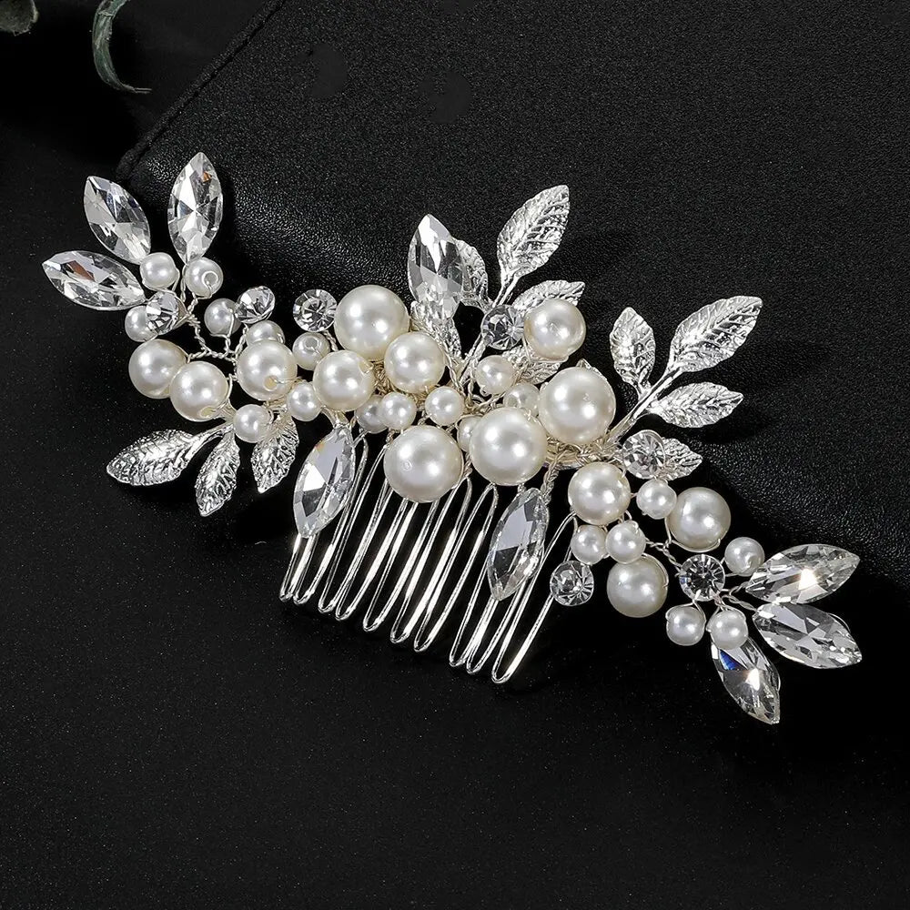Korean Pearl Hair Combs - Handmade Hairpins & Clips for Women, Brides & Girls GE-13