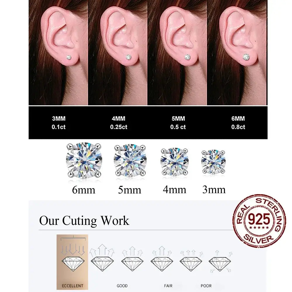 CWWZircons Sterling Silver 925 CZ Stud Earrings