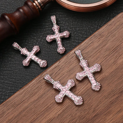 Colorful Rhinestone Alloy Cross Pendant Connectors for Handmade Earrings and DIY Jewelry