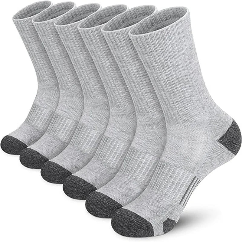 6 Pairs Men Athletic Crew Socks Cushion Breathable Outdoor