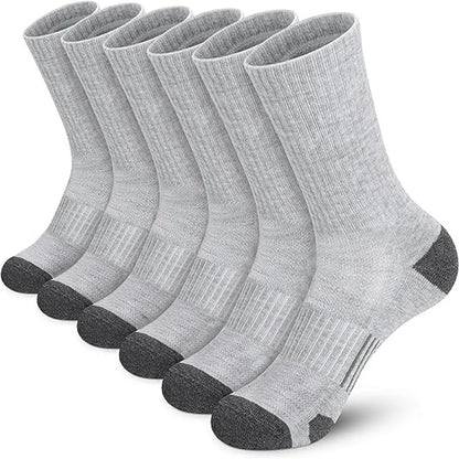 6 Pairs Men Athletic Crew Socks Cushion Breathable Outdoor