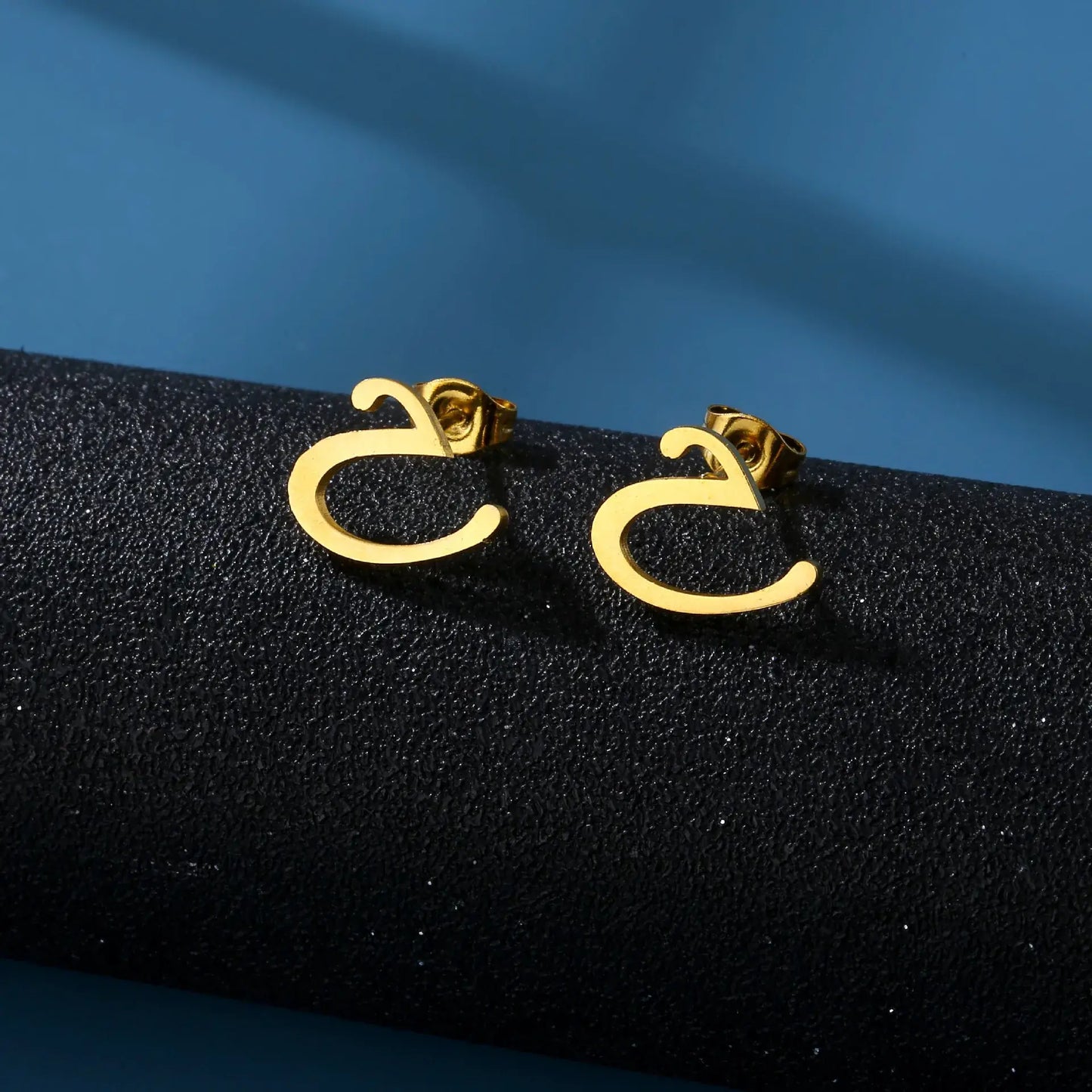 Tiny Stainless Steel Initial Letter Stud Earrings Gift U