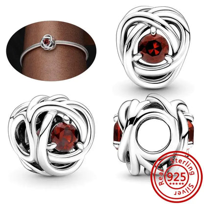925 Sterling Silver Zodiac Pendant with Colorful Zircon for Charm Bracelets N313 3mm-4mm