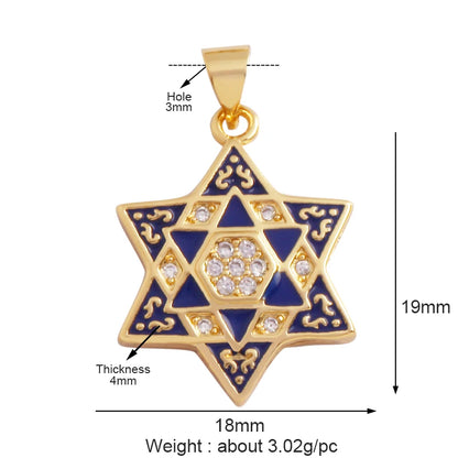 Gold-Plated Celestial Moon Star Charm Pendant with Cubic Zirconia for Jewelry Making