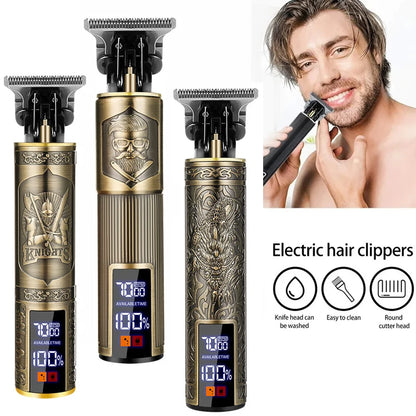 Professional Beard Trimmer Kit T9 Hair Clippers for Men Vintage Shaving Machine with Multiple Nozzles and Long Battery Life