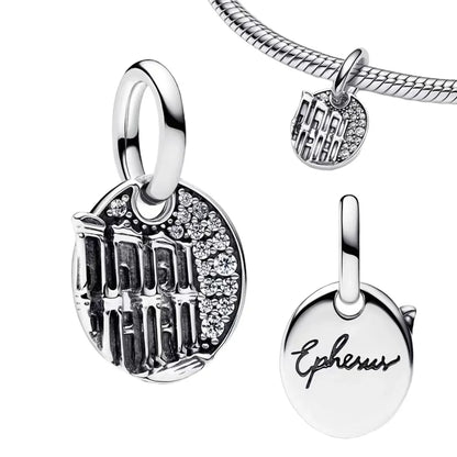 Sterling Silver 925 Skiing Penguin Charm with Geometric Snowflake Beads for Bracelets and Necklaces DIY Jewelry Gift