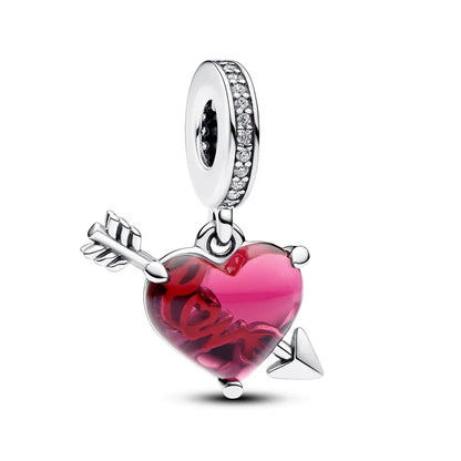 925 Sterling Silver Red Love Bunny Dog Skull Ladybug Flower Zircon Beads Charms for DIY Women Bracelet Necklace Gift