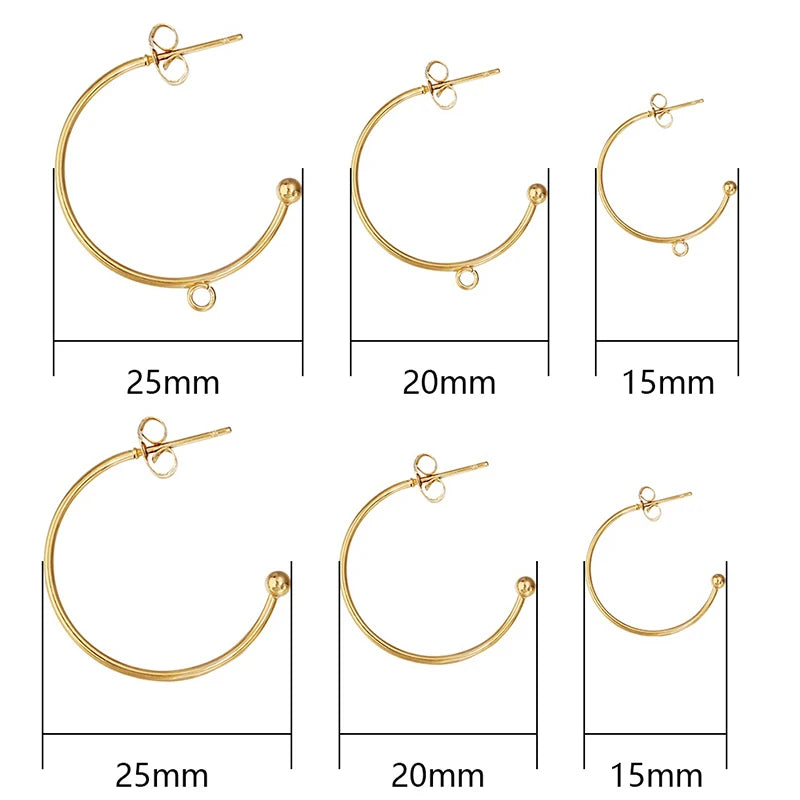 Stainless Steel C-Shaped Ear Hooks DIY Earring Posts Jewelry Making Supplies Set